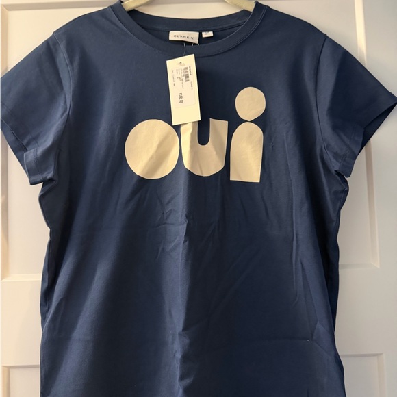 Clare V Tops - Clare V. Navy Blue T-Shirt with 'Oui' Print size small NWT